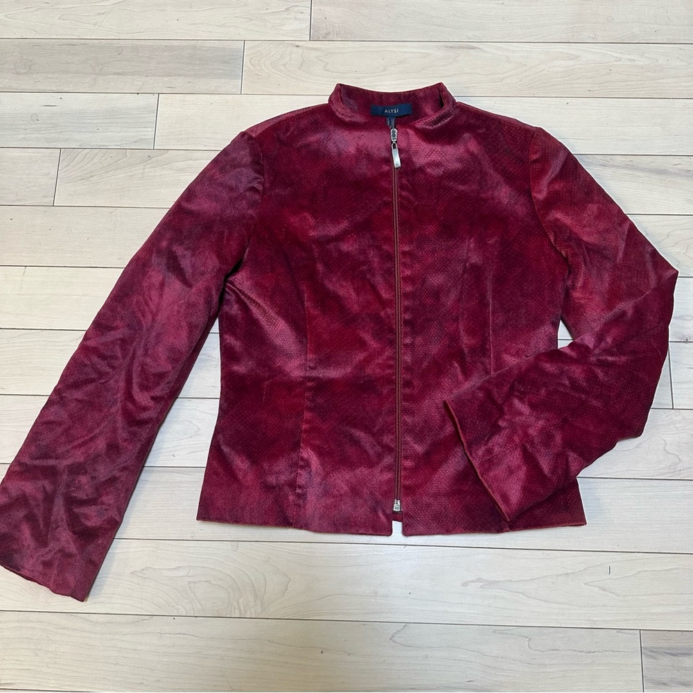 ALYSI Burgundy Cotton Snake Print Jacket sz 6 US